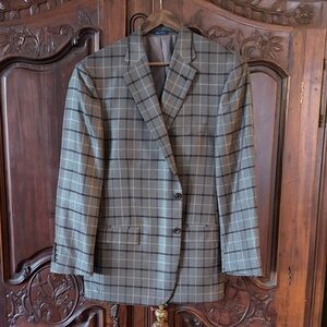 Elegant Tan Plaid Men's Blazer